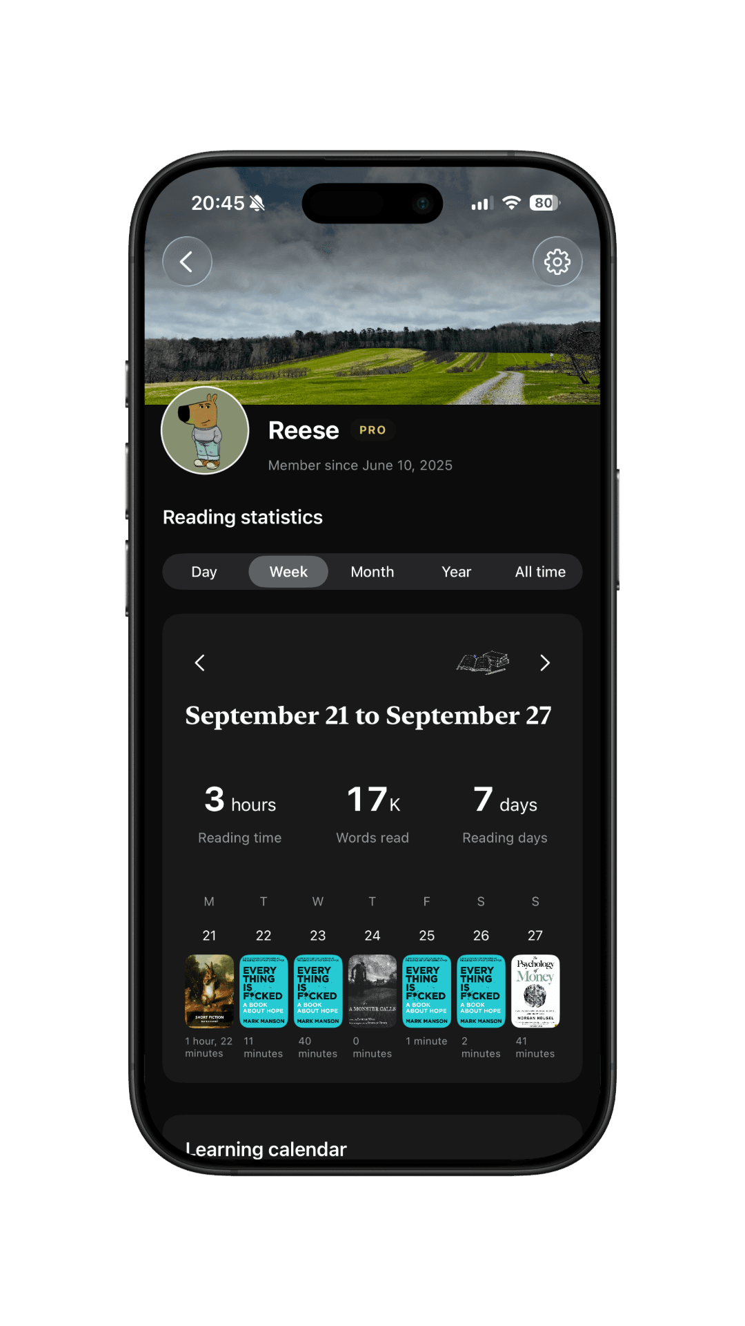 DexSpeak · Reading statistics